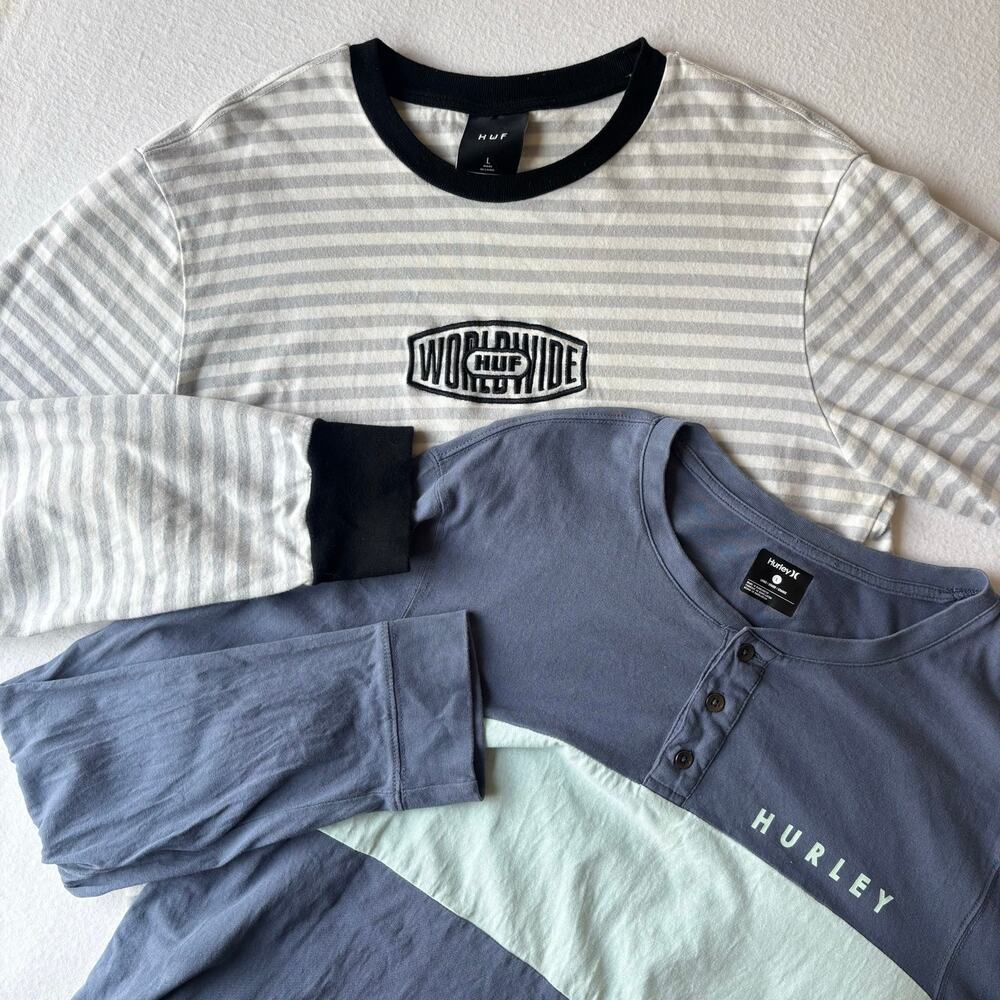 Lot of HUF Worldwide Hurley Long Sleeve Tops Men’s Medium 100% Cotton Surf